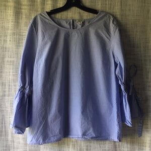 Light Blue Blouse with Lace Detail